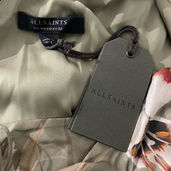 🔥SEXY🔥NWT Allsaints Laura Dorada Silk One Shoulder Dress US Sz 0 - Picture 15 of 16